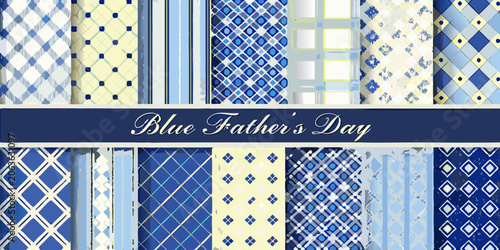 Blue checkered and striped pattern collection father s day themed
