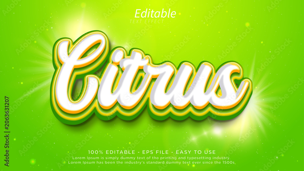 Foto Editable citrus 3d text effect, cartoon text style effect