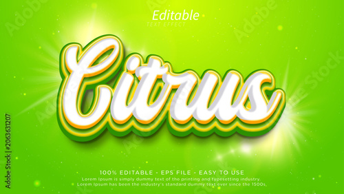 Fotografie Editable citrus 3d text effect, cartoon text style effect