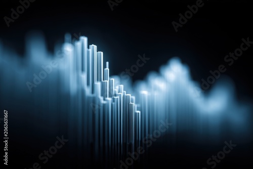 Abstract Blue Digital Bar Chart Representing Financial Data Growth and Analysis