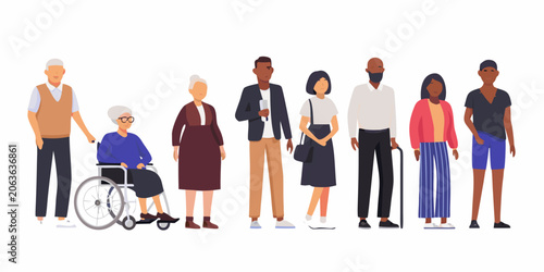 Diverse people vector illustration flat design on a white background