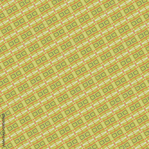 Tileable outline background pattern single-line style in pear green, orange zest, cider, venetian red, deep ocean, sky frost, pearl white, cerise red