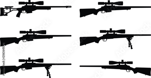 Konstfotografi Scoped Rifle Silhouette Collection for Hunting Shooting Sports and Tactical Grap