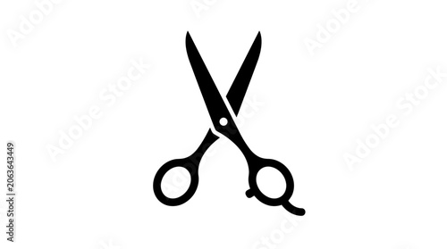 Black silhouette of professional hair styling scissors.