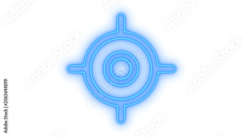 Tableau sur toile Colorfull neon target icon depicting a crosshair aiming symbol for technology or