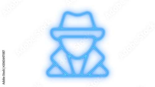 Obraz na plátně Glowing neon spy or incognito detective icon isolated on transparent background