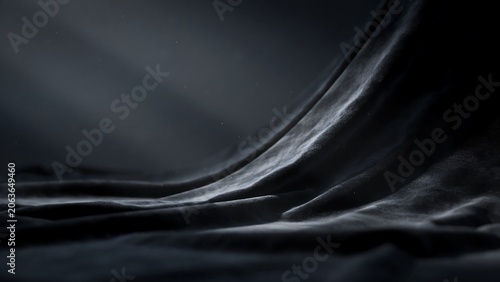 Dark gray fabric with light rays on a smooth surface