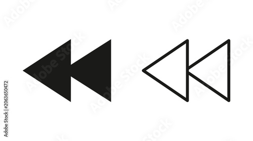 Obraz na płótnie Two Rewind Icons In Black And White Flat Silhouette