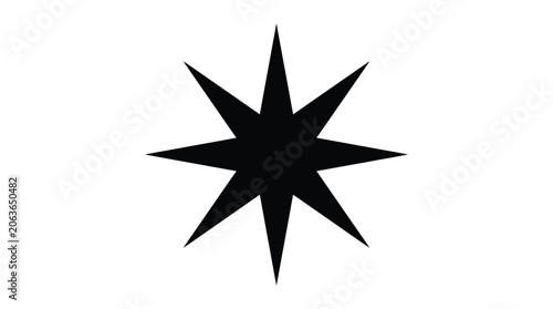Eight pointed Star Silhouette On White Background