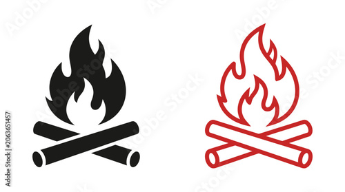 Campfire With Logs Two Color Silhouette fire