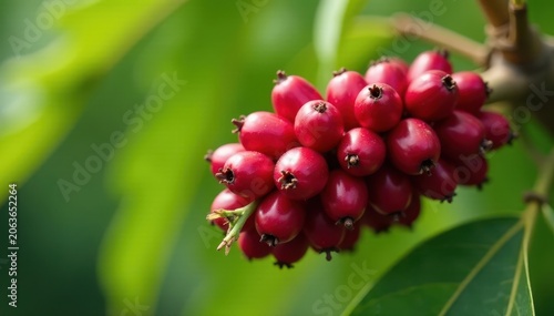 Deep red acai berries cluster on palm tree branch , fruit, fruitcluster, tropical