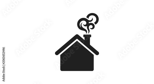 House Silhouette With Smoke Black Icon On White Background