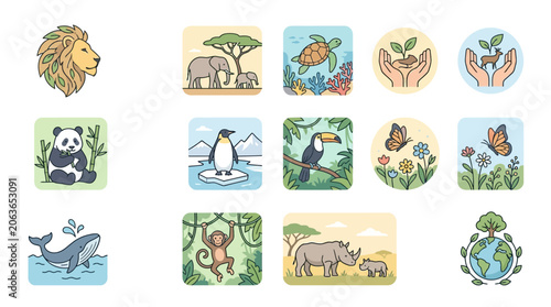 Photography Colorful illustrations of wildlife and conservation efforts