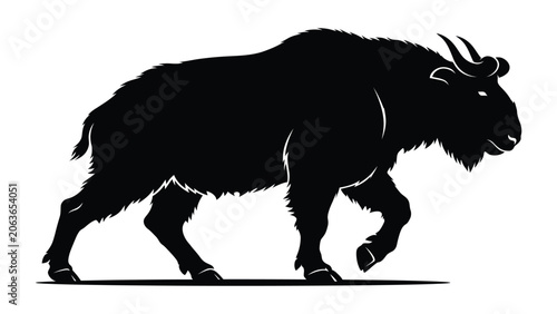 Foto Takin walking illustrates a powerful wild mountain goat species native to the Himalayas