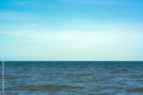 Beautiful seascape with blue sky and clouds in morning.