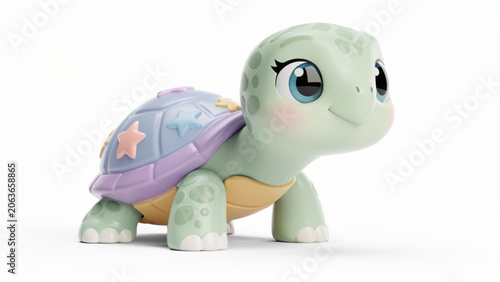 Cute pastel turtle toy figurine with star shell.
