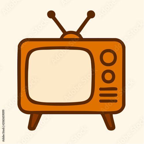 Retro Television Set with Antenna.