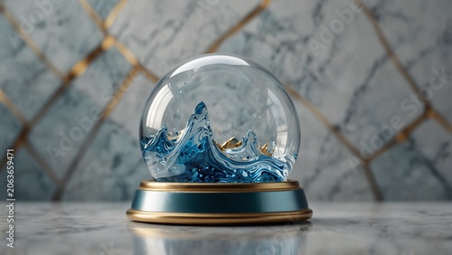 Modern design featuring snow globe sitting on top of table - Generative AI