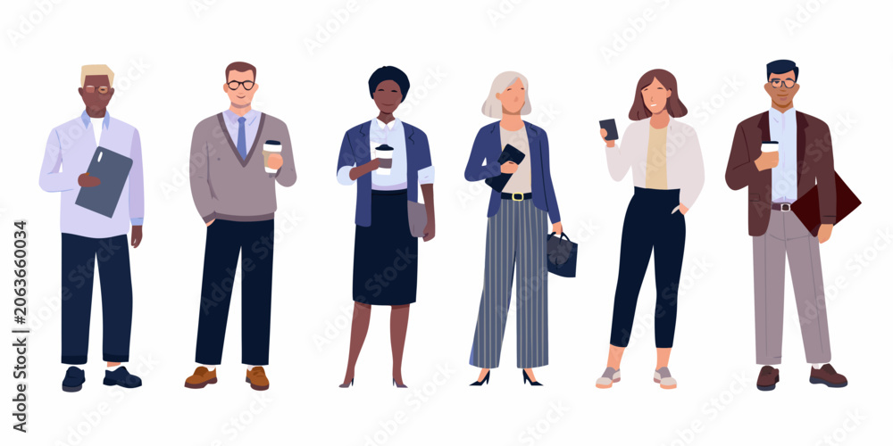 Obraz premium Diverse business people illustration flat vector style on white background