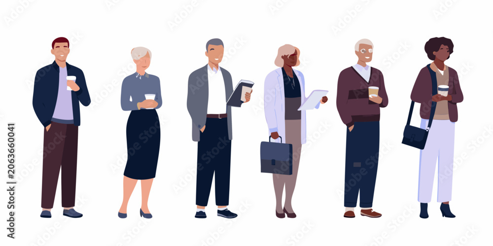 Obraz premium Diverse business people illustration flat vector style on white background