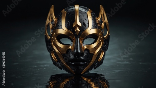 Mask on black background, fantasy style digital art - Generative AI