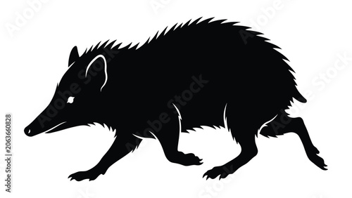 Vászonkép Tenrec silhouette depicts a small insectivorous mammal moving in a naturalistic pose