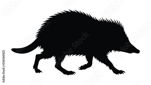 Quadro su tela Echidna moves across the frame as a stark black silhouette on a white surface