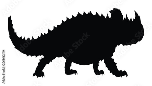Bild auf Leinwand Horned lizard stands in profile as a sharp black silhouette against a white background