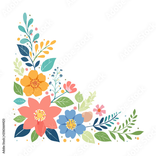 Flat floral pattern with butterflies and leaves