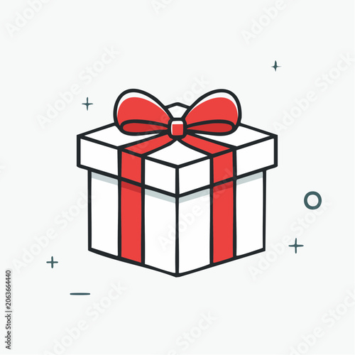 Gift Box with Red Ribbon and Bow