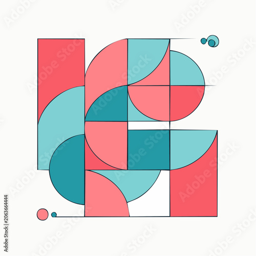 Geometric Abstract Design with Circles and Squares