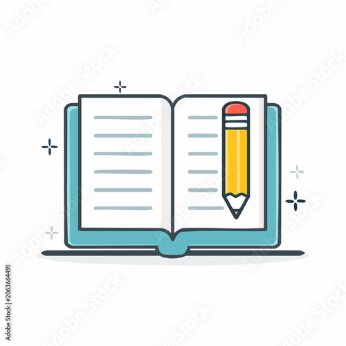 Open Book and Pencil Icon