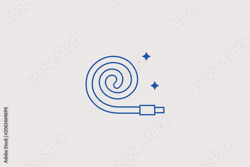 Rolled paper party blower noisemaker line icon for kids birthday surprise event, carnival festival celebration app. Cheerful vector illustration for holiday fun.