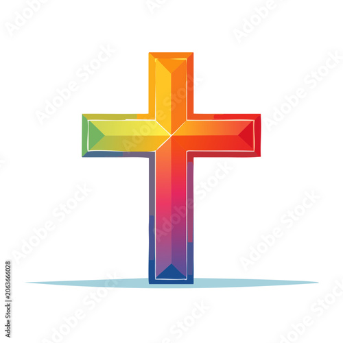 Rainbow Christian Cross Symbol