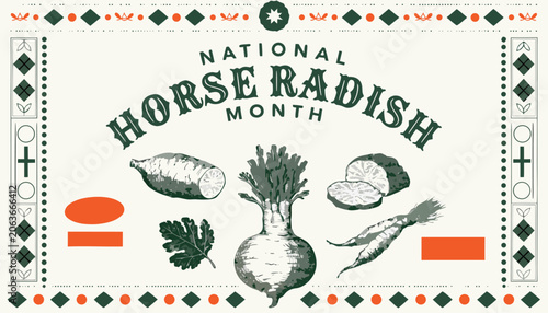 Bild auf Leinwand Vintage style poster design celebrating the annual national horseradish month ev