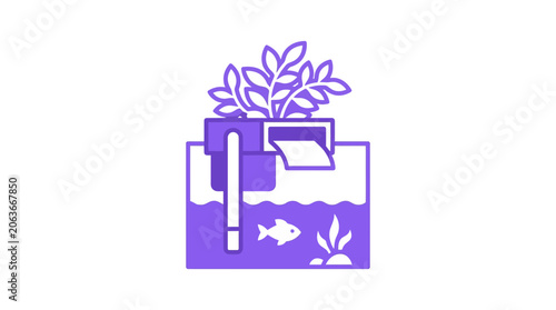 Schilderij op canvas Aquarium hang on back filter equipment icon.