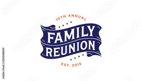 Tenth annual family reunion badge with blue ribbon and stars