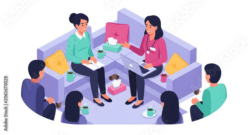 Online meeting and group therapy session for mental health support