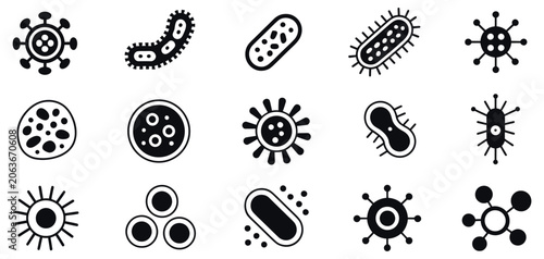 Tableau sur toile Bacteria and Virus Icon Vector Design Featuring Microbe and Germ Shapes for Medi