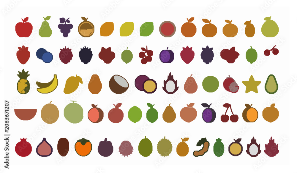 Fototapeta premium Modern Minimal Fruit Outline Icons Set with 100 Fresh Food Symbols Vector Collection
