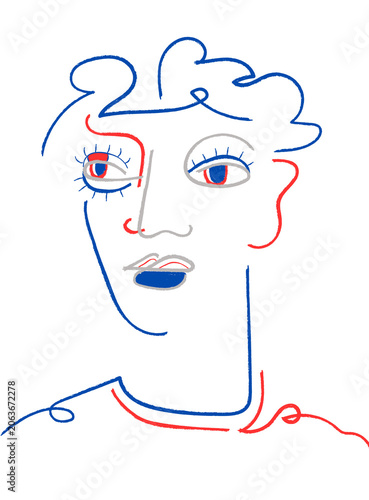Red and Blue Abstract Women Face