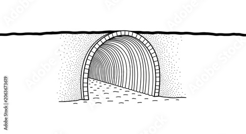 Obraz na plátně Brick tunnel entrance with archway.