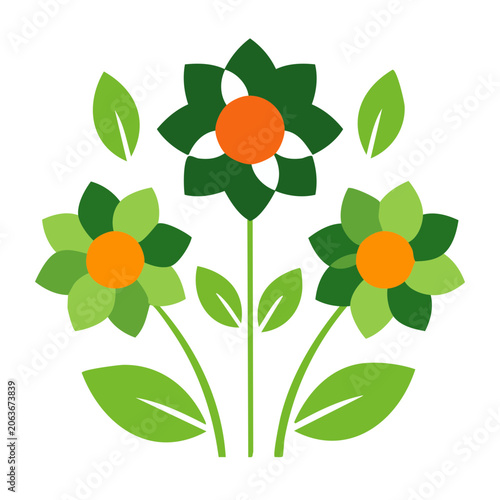 Flat design tree with green leaves and orange apples