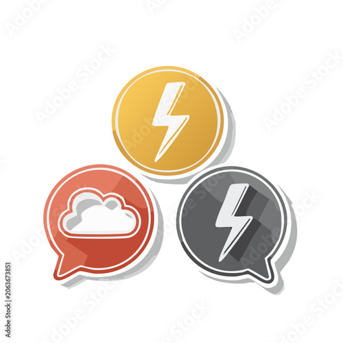Flat design weather and lightning icons in speech bubbles