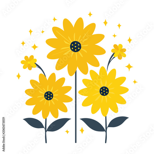 Flat design sunflower vector illustration