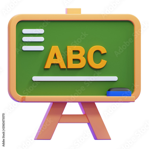 Canvastavla Back to School Sign with Blackboard Style Design, 3D Icon, Educational Sale Bann