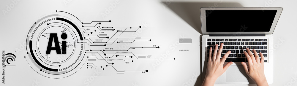Fototapeta premium AI assistant with LLM, big data, machine learning, and generative AI powers prompt engineering and supports agentic AI for advanced business applications. Latch