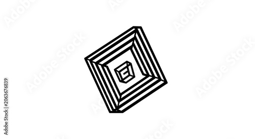 Fotografi An abstract, geometric black-and-white illustration featuring a spiral staircase