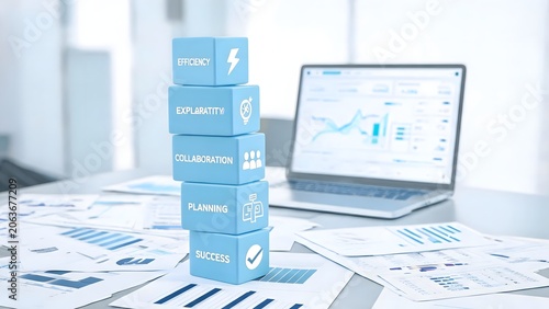 Business concept cubes on office desk