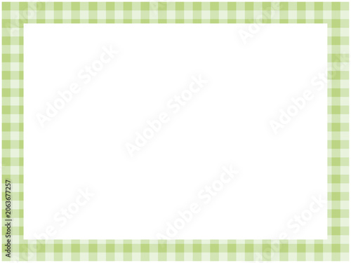 Light green gingham check border frame on transparent background